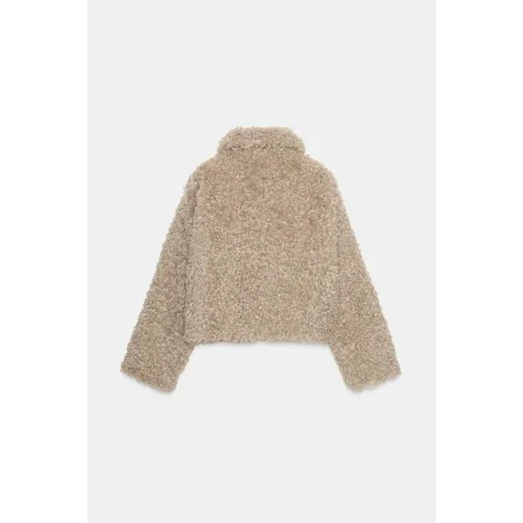 ZARA FAUX FUR JACKET WITH FIREMAN CLASPS - Picture 8 of 9